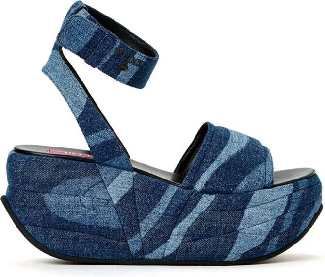 PUCCI ami denim sandalen met plateauzool Blauw