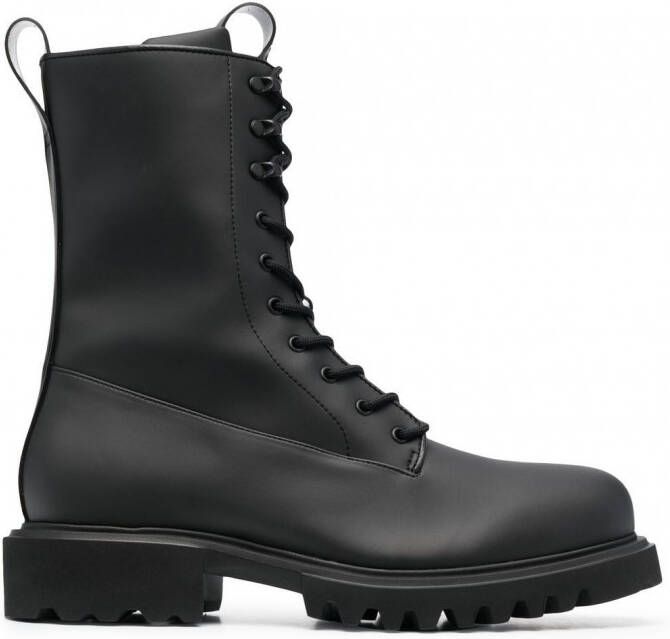 Rains Show combat boots met veters Zwart