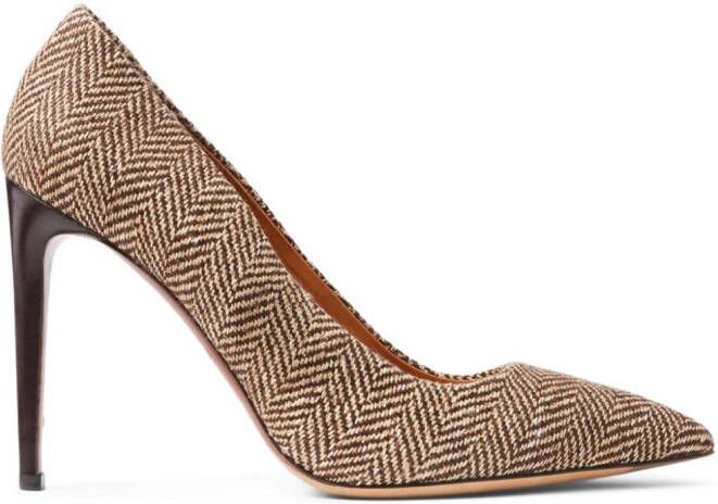 Ralph Lauren Collection Celia 100mm pumps met visgraat-patroon Bruin