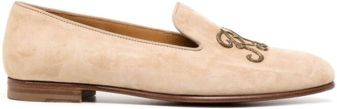 Ralph Lauren Collection Loafers met geborduurd logo Bruin