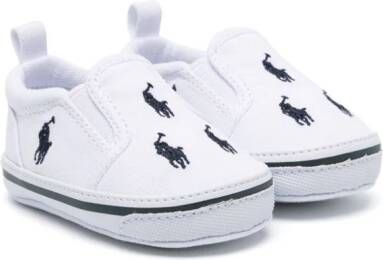 Ralph Lauren Kids Canvas babyschoentjes met ponyprint Wit