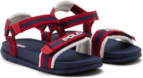 Ralph Lauren Kids Gestreepte sandalen met logoprint Blauw