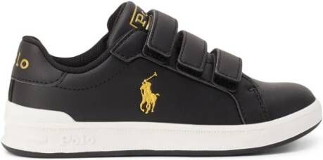 Ralph Lauren Kids Polo Pony leren sneakers Zwart