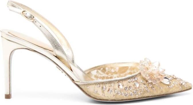 René Caovilla Camila 80mm leren sandalen Goud