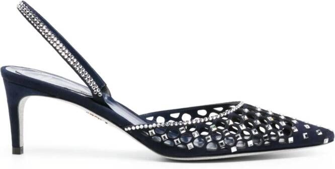 René Caovilla Carrie 60mm slingback pumps Blauw