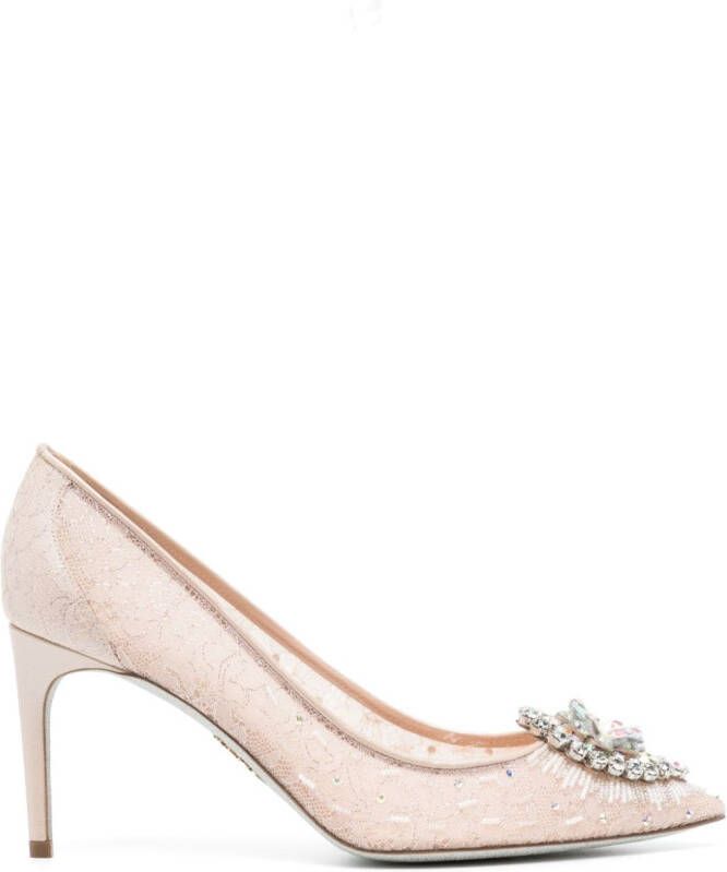 René Caovilla Cibelle pumps met kant Roze