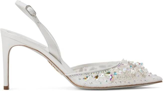 René Caovilla Cinderella pumps met kristal Wit