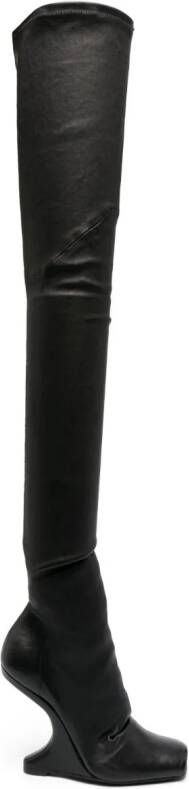 Rick Owens Cantilever 12mm above-knee boots Zwart