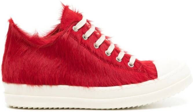 Rick Owens fur-design sneakers Rood