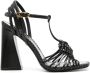 Roberto Cavalli Leren sandalen met geweven bandjes Zwart - Thumbnail 1