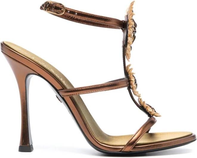 Roberto Cavalli Jewel leren sandalen Bruin