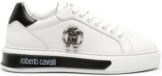 Roberto Cavalli Mirror Snake leren sneakers Wit