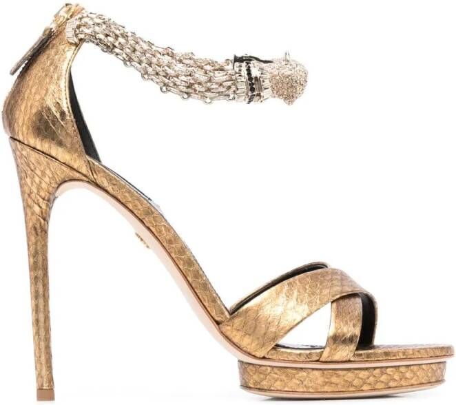 Roberto Cavalli Sandalen met hoge hak Goud