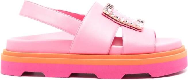 Roberto Festa Sintra leren sandalen met plateauzool Roze