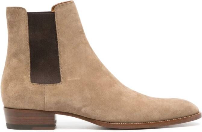 Saint Laurent beige suede Chelsea boots