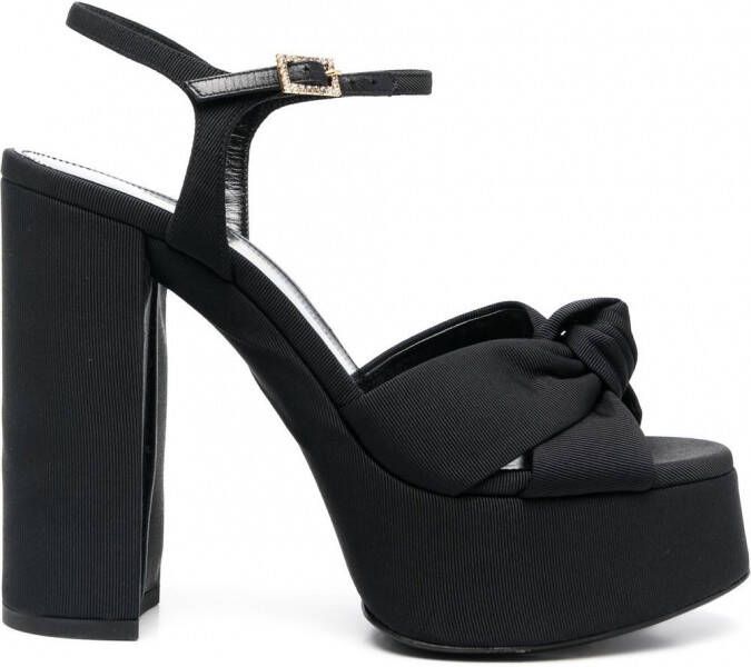 Saint Laurent Bianca sandalen met plateauzool Zwart