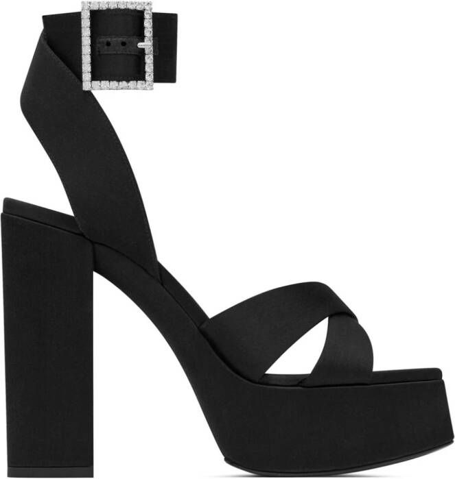 Saint Laurent Bianca sandalen met plateauzool Zwart