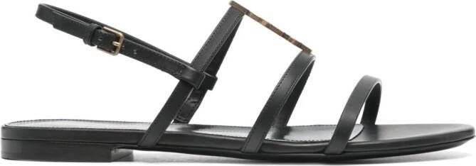 Saint Laurent Cassandra leren sandalen Zwart