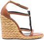 Saint Laurent Cassandra sandalen met sleehak Bruin - Thumbnail 1