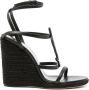 Saint Laurent Cassandra 115mm sandalen met sleehak Zwart - Thumbnail 1