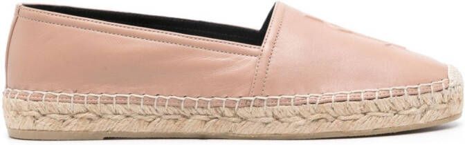 Saint Laurent Cassandre leren espadrilles Beige