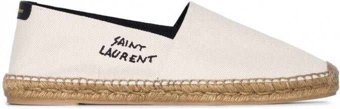 Saint Laurent Espadrilles met geborduurd logo Beige