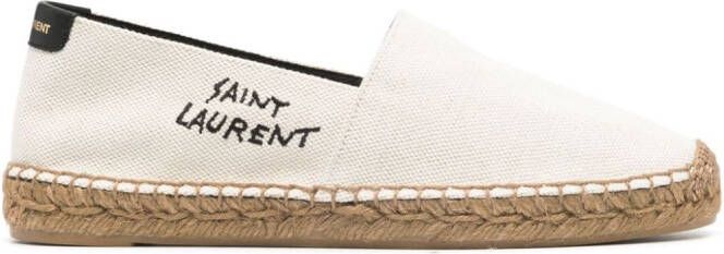 Saint Laurent Espadrilles met geborduurd logo Beige