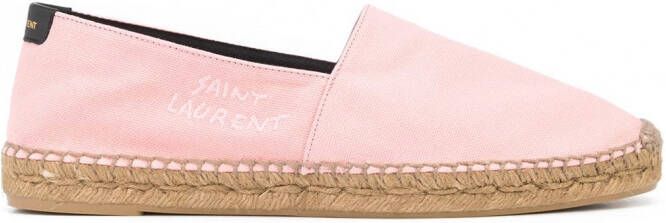 Saint Laurent Espadrilles met geborduurd logo Roze