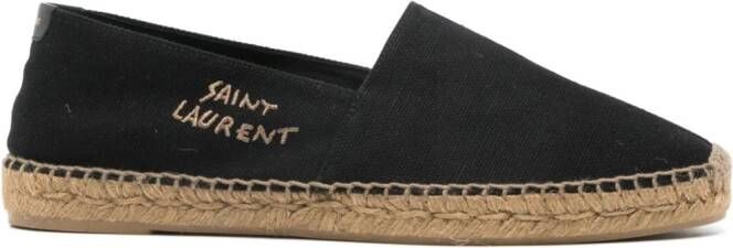 Saint Laurent Espadrilles met geborduurd logo Zwart