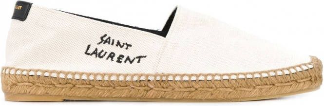 Saint Laurent Espadrilles met gestikt logo Beige