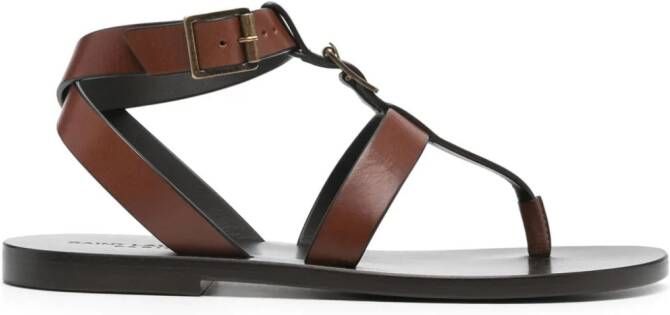 Saint Laurent Hardy leren sandalen met gesp Bruin