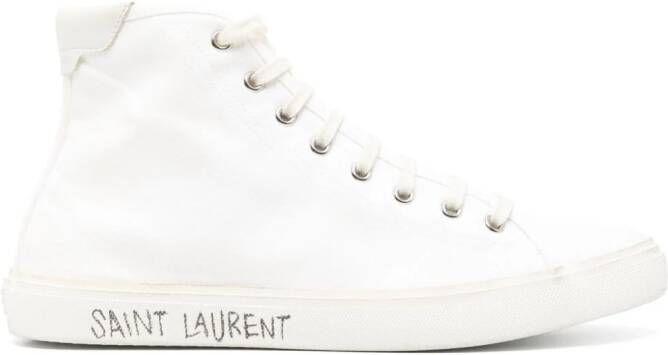 Saint Laurent Gerafelde canvas sneakers Wit