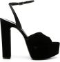 Saint Laurent Jodie 95mm fluwelen sandalen Zwart - Thumbnail 1