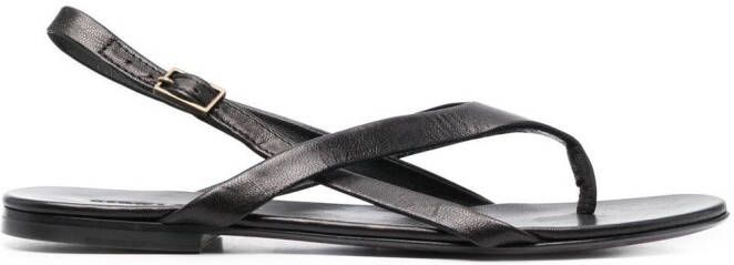 Saint Laurent Keith leren sandalen Zwart