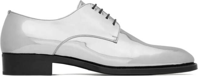 Saint Laurent Lakleren Derby schoenen Zilver