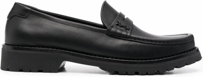 Saint Laurent Loafers met logoplakkaat Zwart