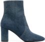 Saint Laurent Lou denim enkellaarzen Blauw - Thumbnail 1