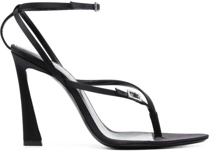 Saint Laurent Nadja 105 satijnen sandalen Zwart