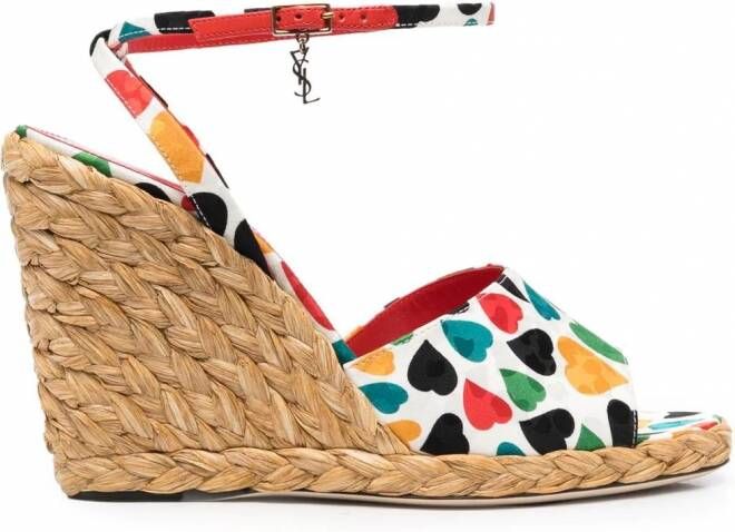 Saint Laurent Paloma espadrilles met sleehak Wit