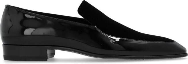 Saint Laurent Gepolijste leren loafers met vlakken Zwart