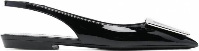 Saint Laurent Slingback pumps met puntige neus Zwart