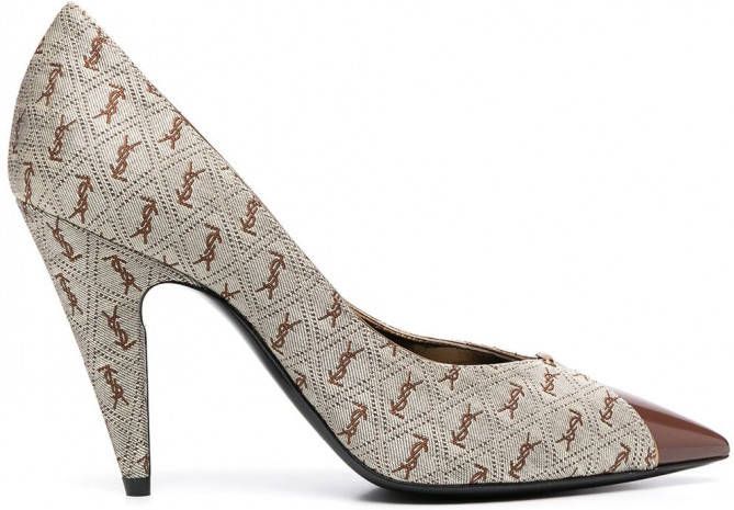 Saint Laurent Pumps met logoprint Beige