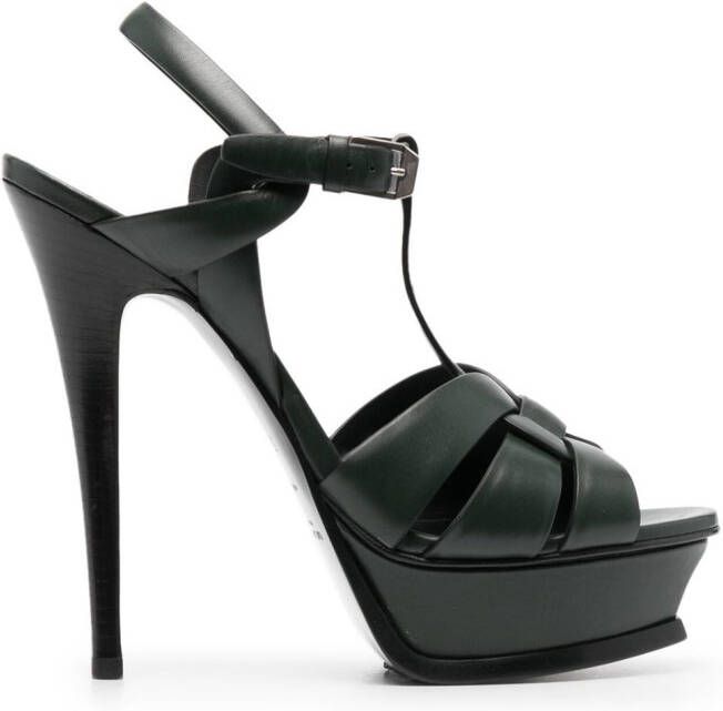 Saint Laurent Sandalen met plateauzool Groen