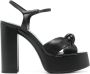 Saint Laurent 145mm leren sandalen met plateauzool Zwart - Thumbnail 1