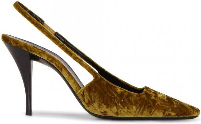 Saint Laurent Tom fluwelen slingback pumps Geel