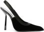 Saint Laurent Victoire 115mm fluwelen slingback pumps Zwart - Thumbnail 1