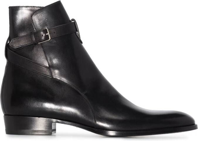 Saint Laurent Wyatt Jodhpur leren laarzen Zwart