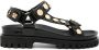 SANDRO Leren sandalen met studs Zwart - Thumbnail 1