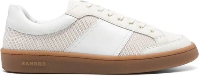 SANDRO Leren sneakers met mesh Wit