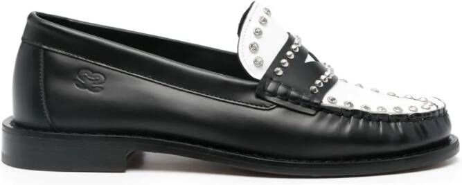 SANDRO Tweekleurige leren loafers Zwart